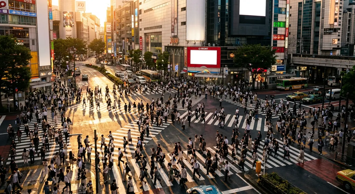 東京街頭,涉谷十字路口的日常風景